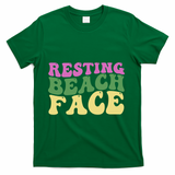 Resting Beach Face Funny Summer Vacation T-Shirt - Green