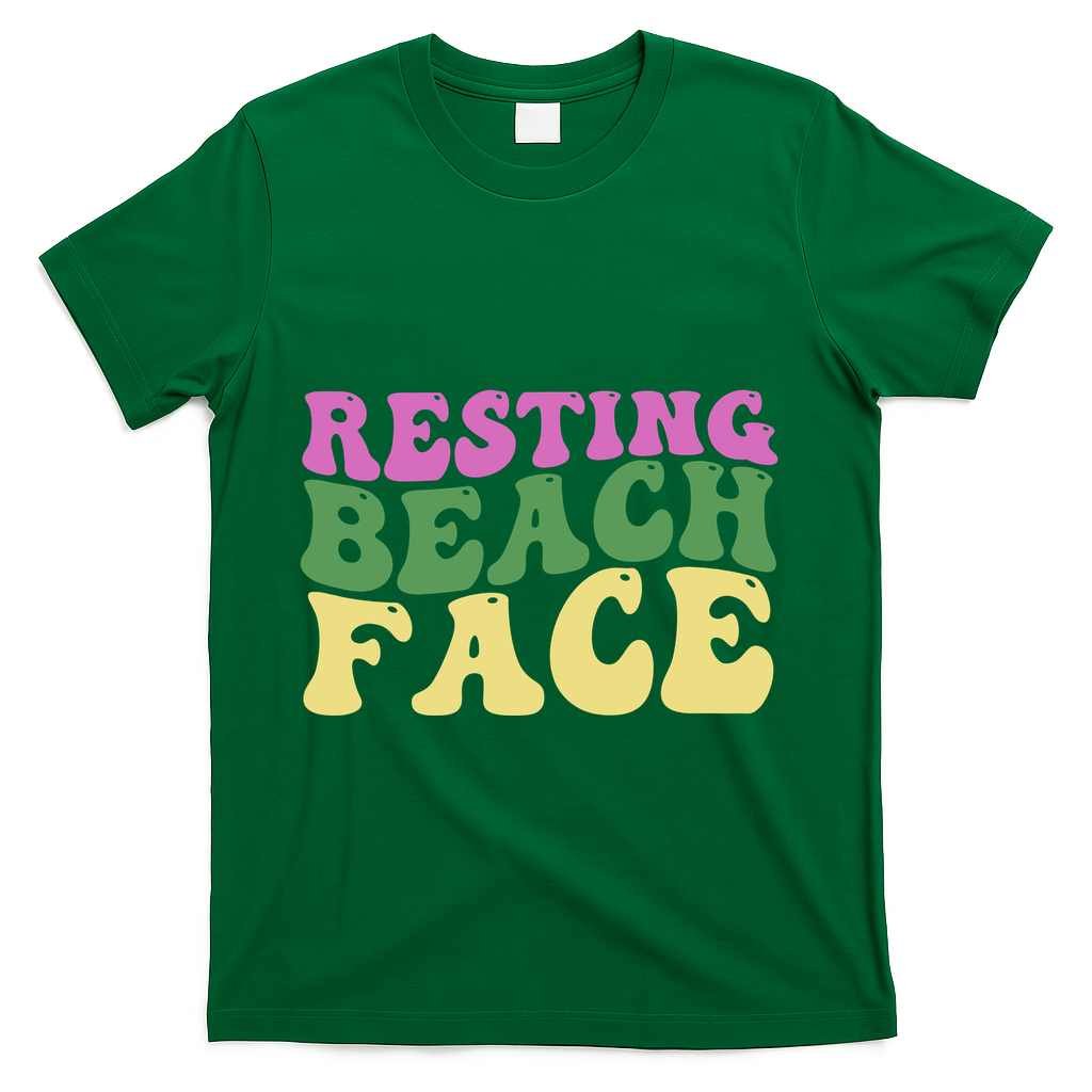 Resting Beach Face Funny Summer Vacation T-Shirt - Green