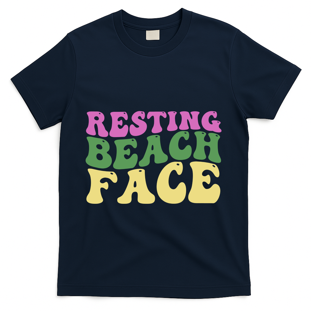 Resting Beach Face Funny Summer Vacation T-Shirt - Navy