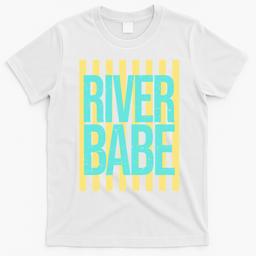 River Babe Retro Stripes Sunshine T-Shirt - White