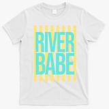 River Babe Retro Stripes Sunshine T-Shirt - White