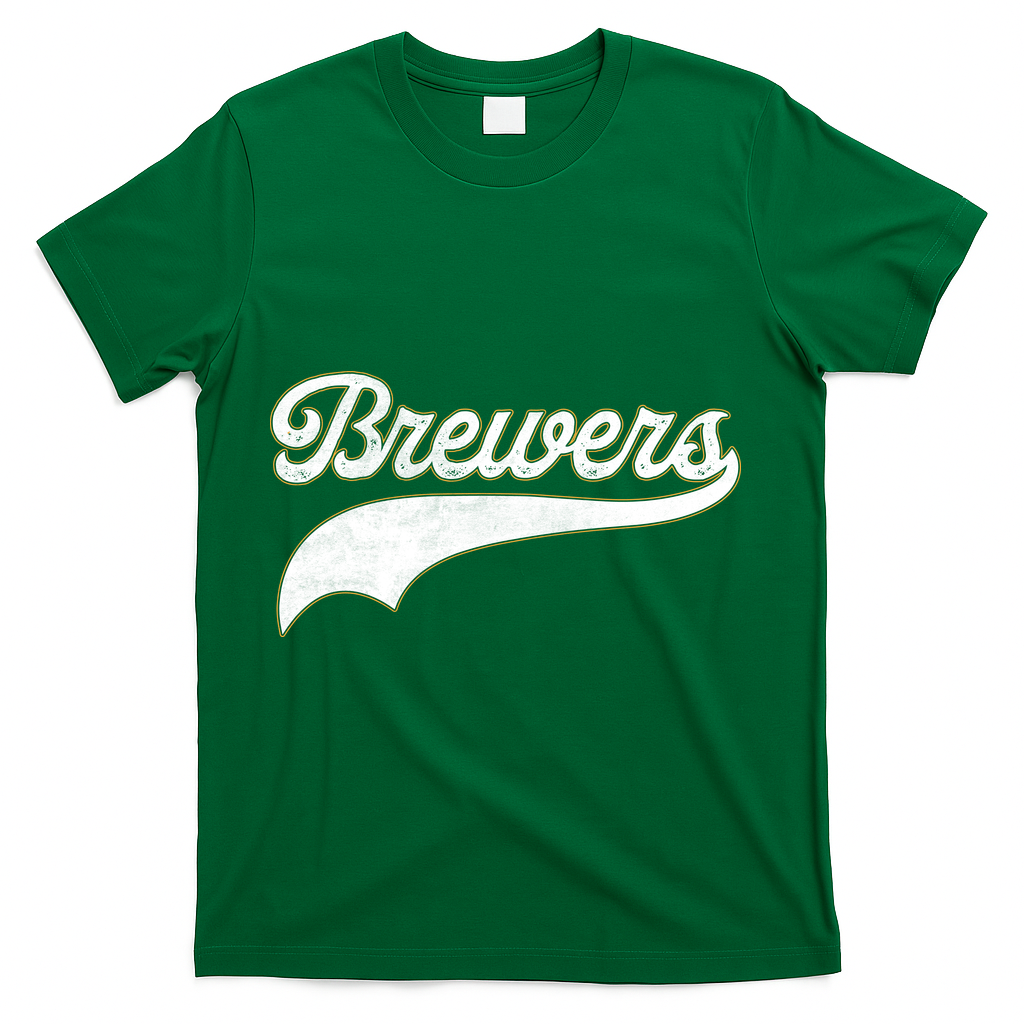 Retro Brewers Sports Fan Varsity Team Name T-Shirt - Green