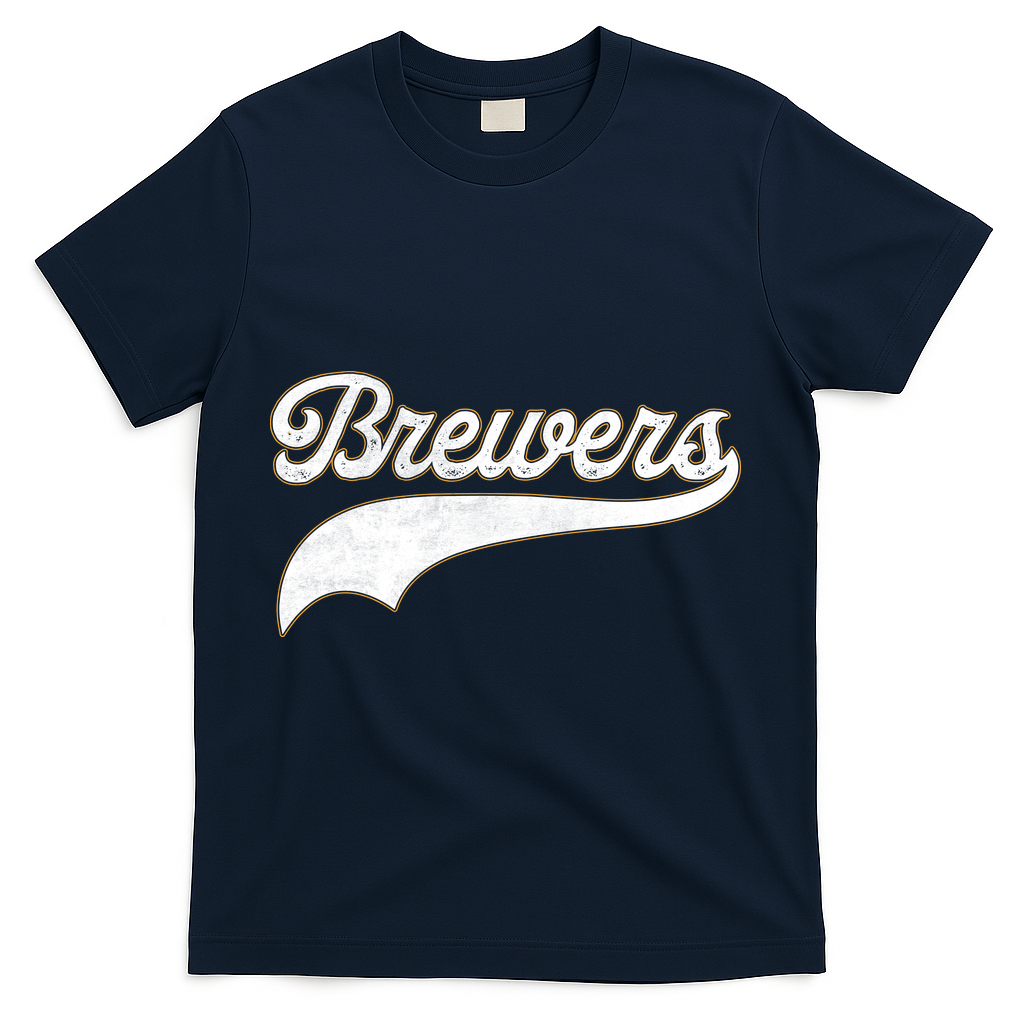 Retro Brewers Sports Fan Varsity Team Name T-Shirt - Navy