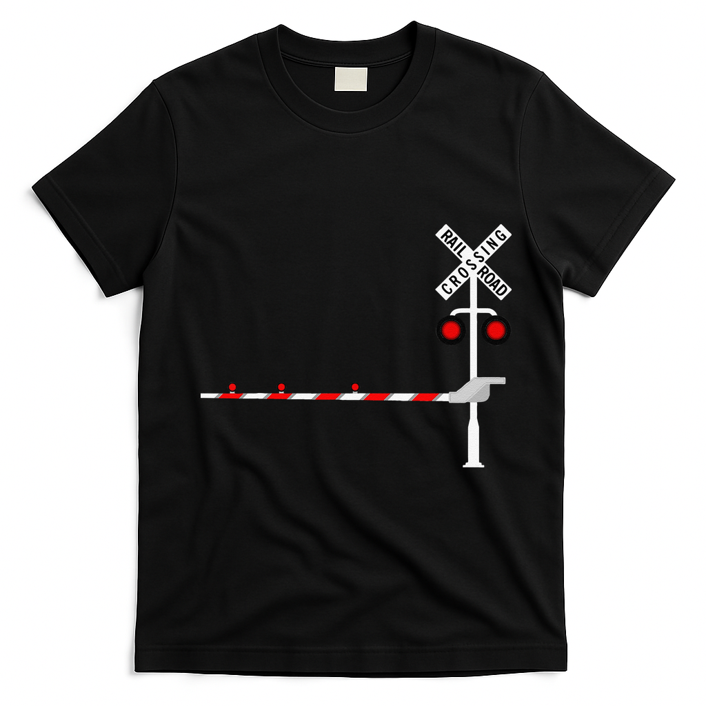 Railroad Crossing Barrier Sign Halloween Costume DIY Funny T-Shirt - Black