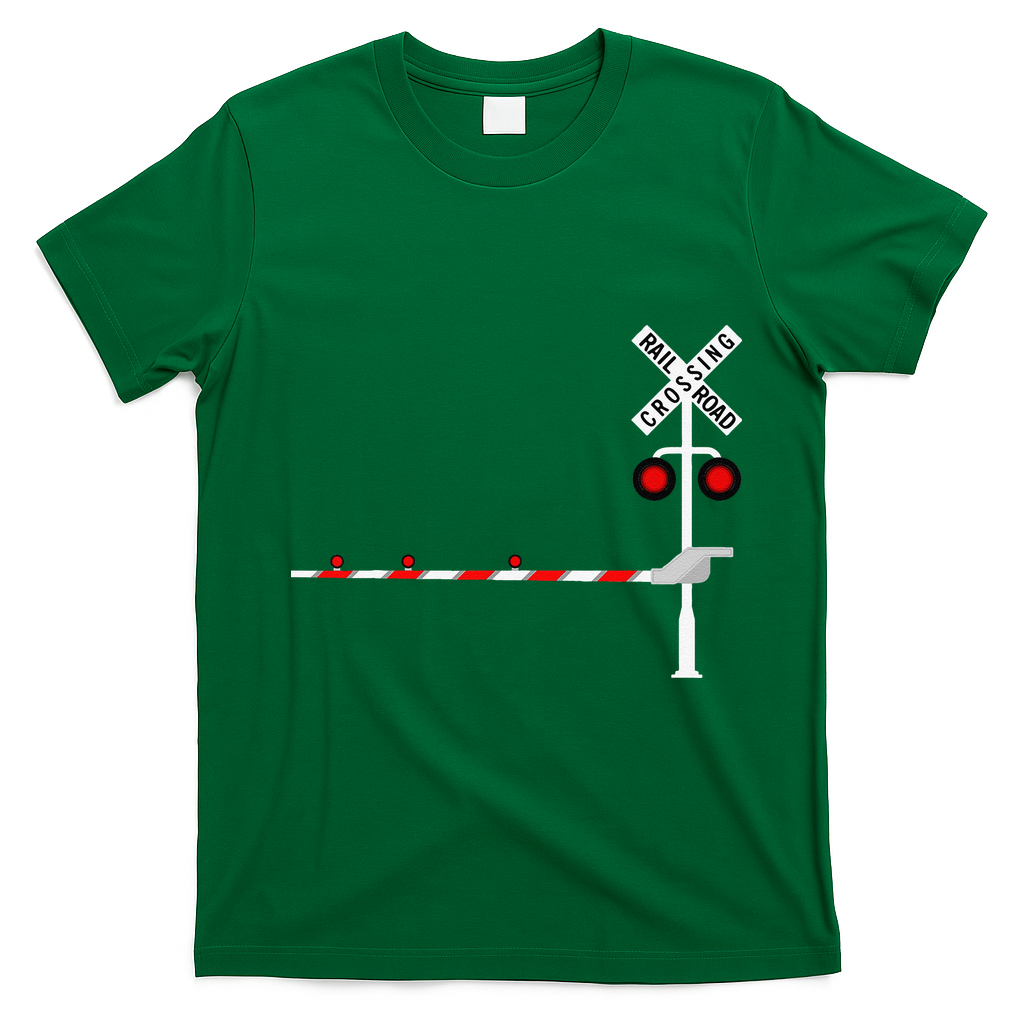Railroad Crossing Barrier Sign Halloween Costume DIY Funny T-Shirt - Irish Green