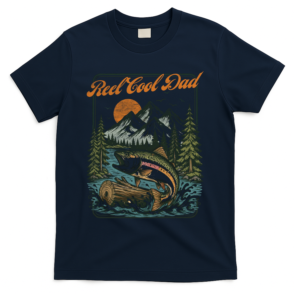 Reel Cool Dad Fishing T-Shirt - Navy