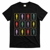 Retro Colorful Fish Pattern Art For Ocean Lovers  T-Shirt - Black