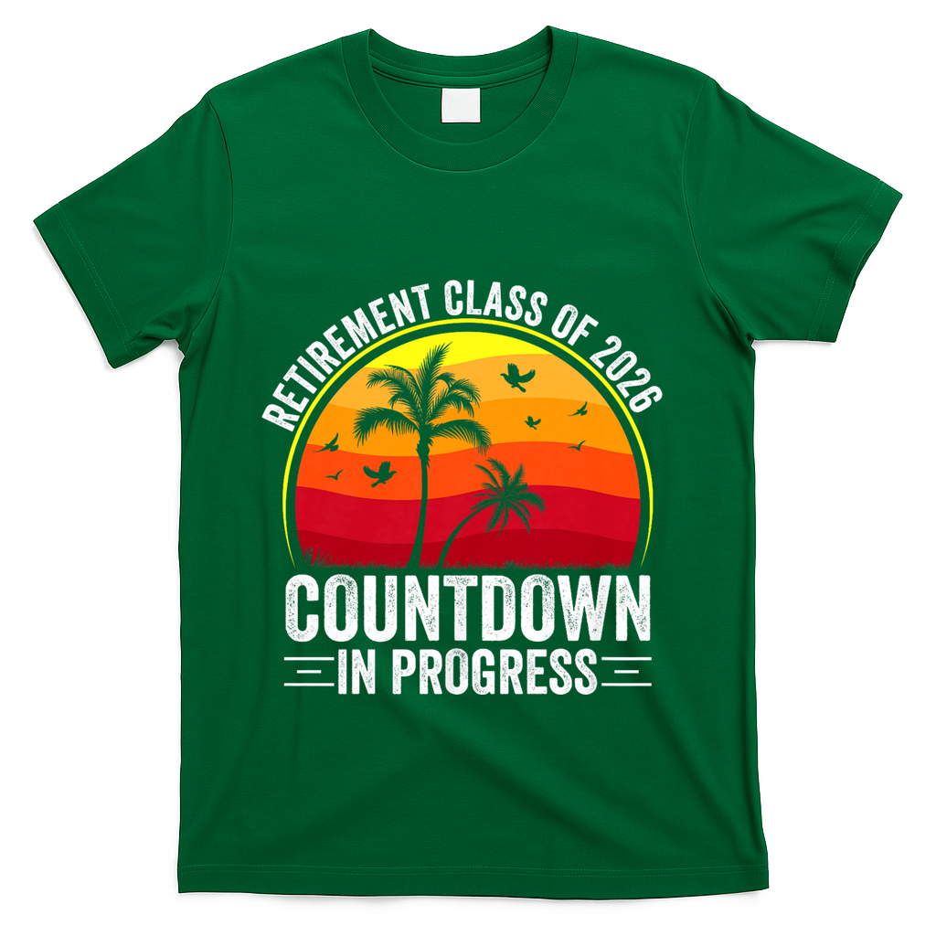 Retirement Class Of 2026 Countdown In Progress Teacher T-Shirt - Green