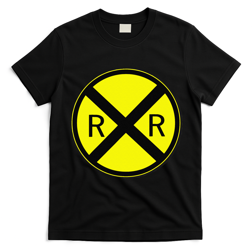 Railroad Crossing Sign Simple Easy Halloween Costume T-Shirt - Black