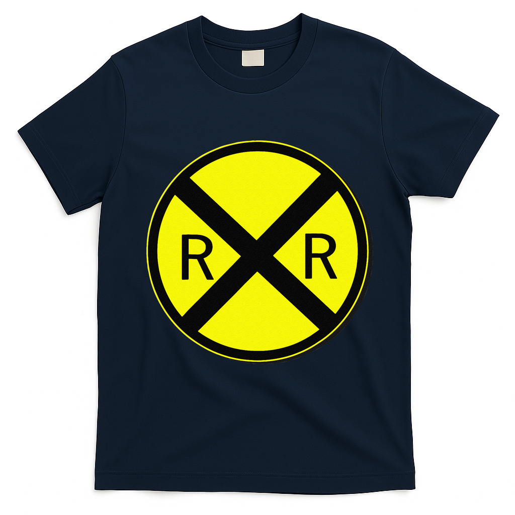 Railroad Crossing Sign Simple Easy Halloween Costume T-Shirt - Navy Blue