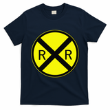 Railroad Crossing Sign Simple Easy Halloween Costume T-Shirt - Navy Blue