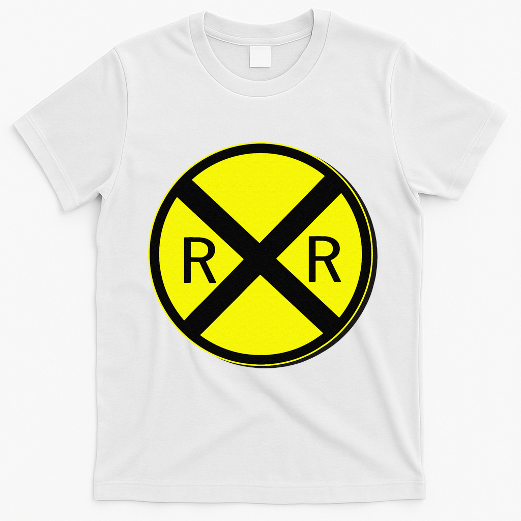 Railroad Crossing Sign Simple Easy Halloween Costume T-Shirt - White