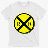 Railroad Crossing Sign Simple Easy Halloween Costume T-Shirt - White