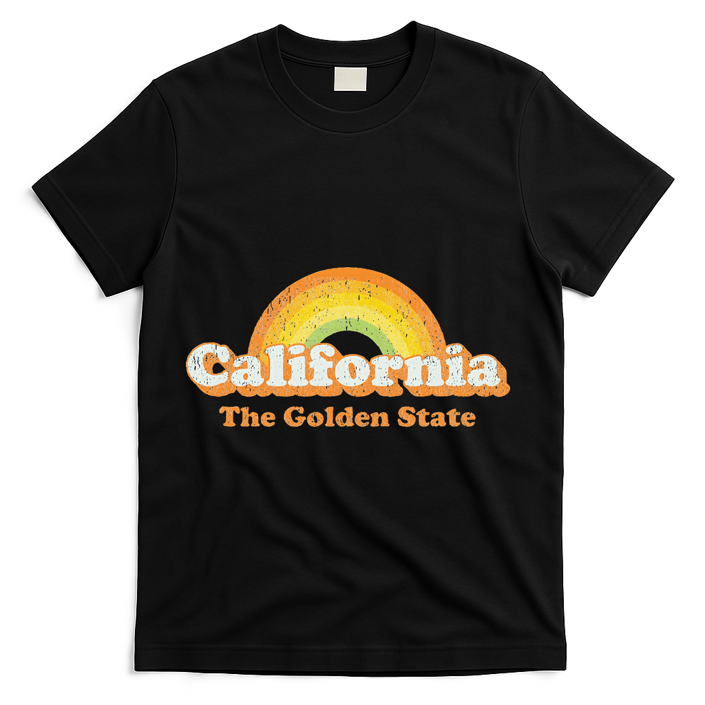 Retro California The Golden State Vintage 70s T-Shirt - Black