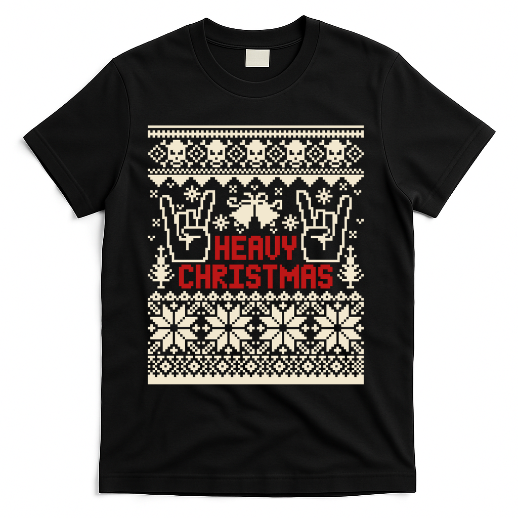 Rock Christmas Ugly Sweater Rocknroll Music Merry Christmas Gift T-Shirt - Black
