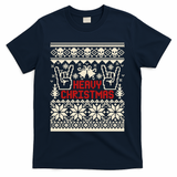 Rock Christmas Ugly Sweater Rocknroll Music Merry Christmas Gift T-Shirt - Navy