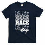 Race Day Checkered Racing Family Matching Fan T-Shirt - Navy