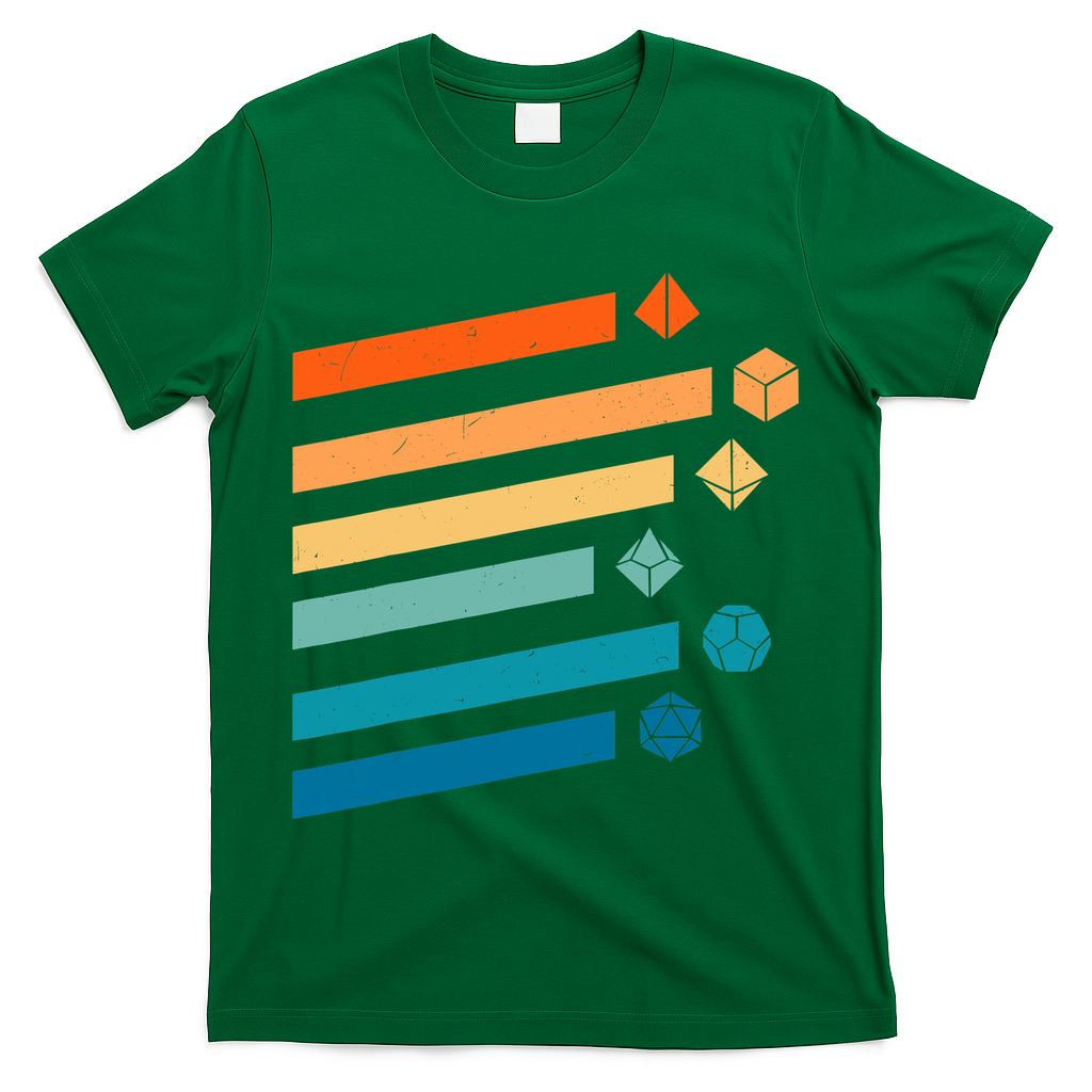 Retro Dungeons Dice D20 Dragons Fantasy Gaming T-Shirt