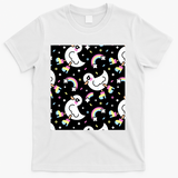 Rainbow Duck Pattern – Kawaii Ducks in Boots with Stars and Rainbows - White