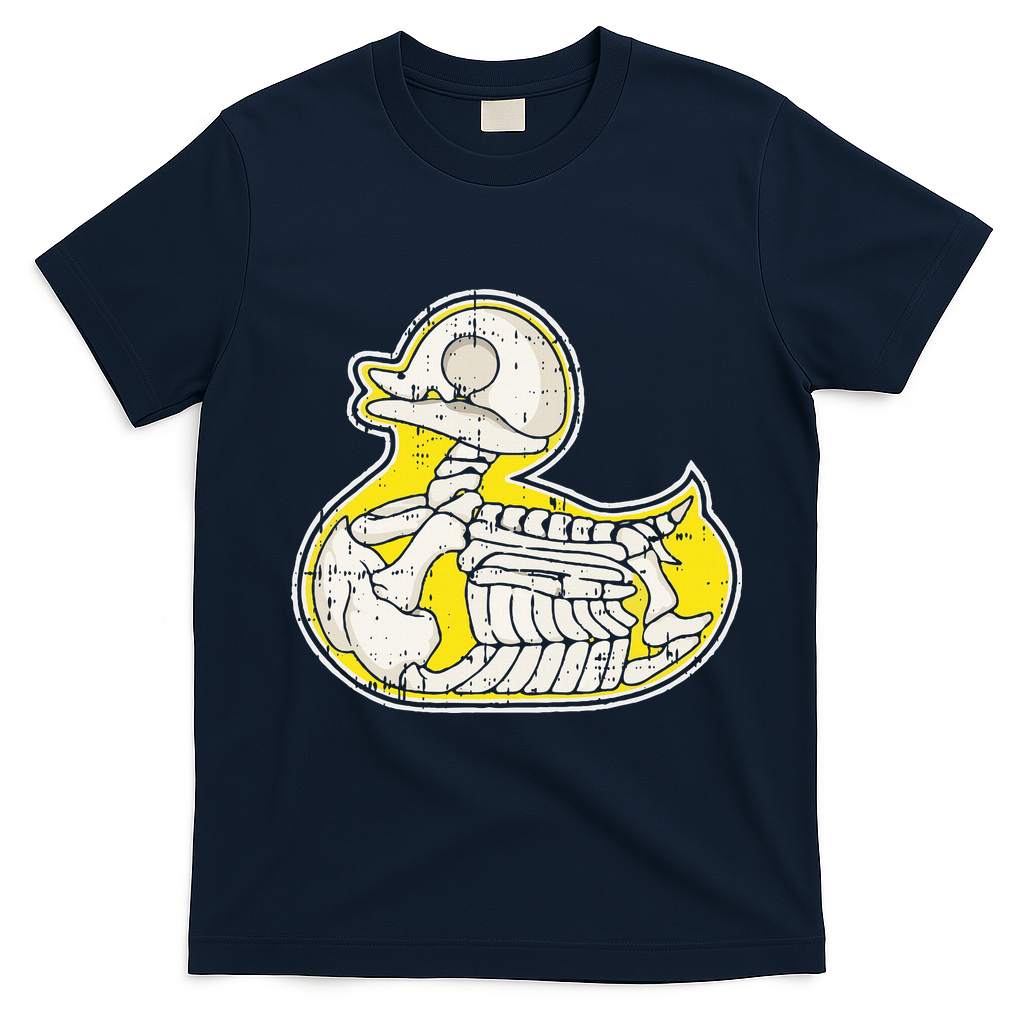 Rubber Duck Skeleton Lazy Halloween Costume Funny Ducky T-Shirt - Navy Blue