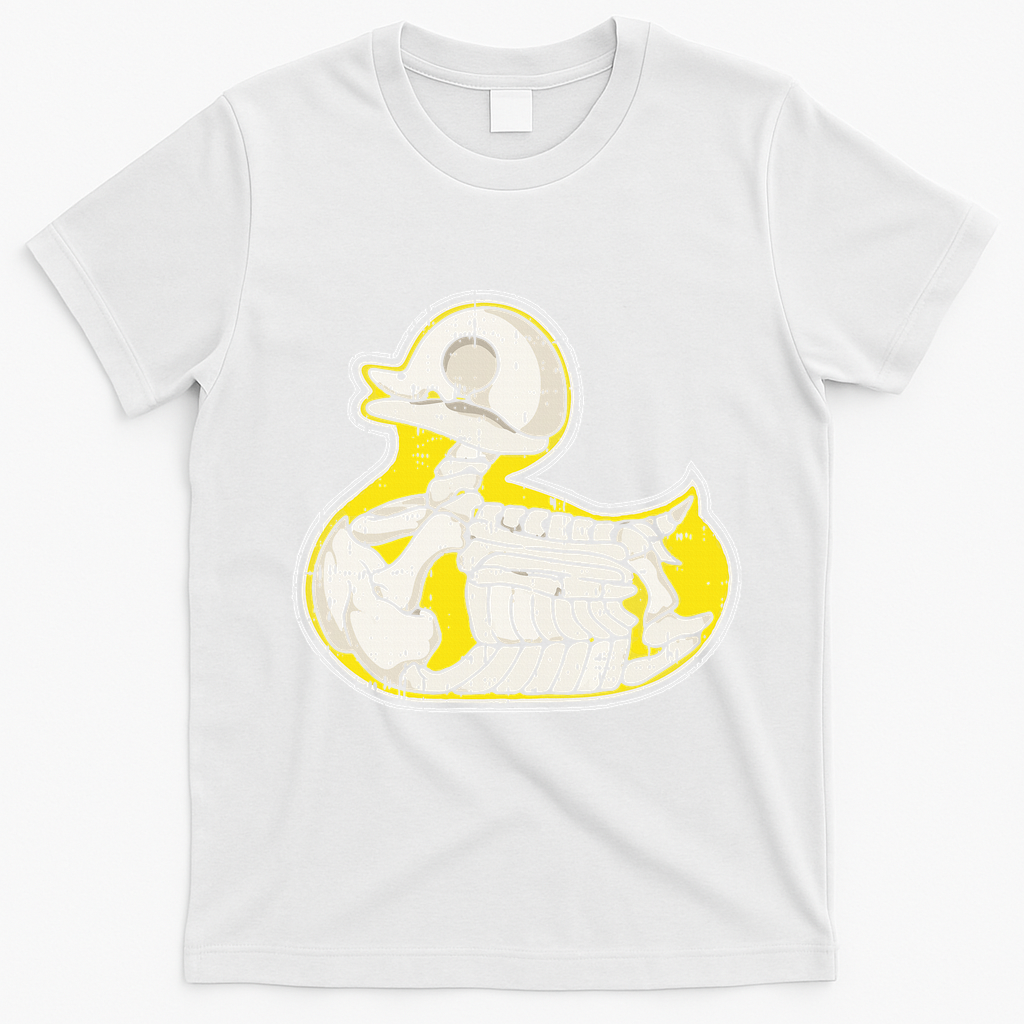 Rubber Duck Skeleton Lazy Halloween Costume Funny Ducky T-Shirt - White