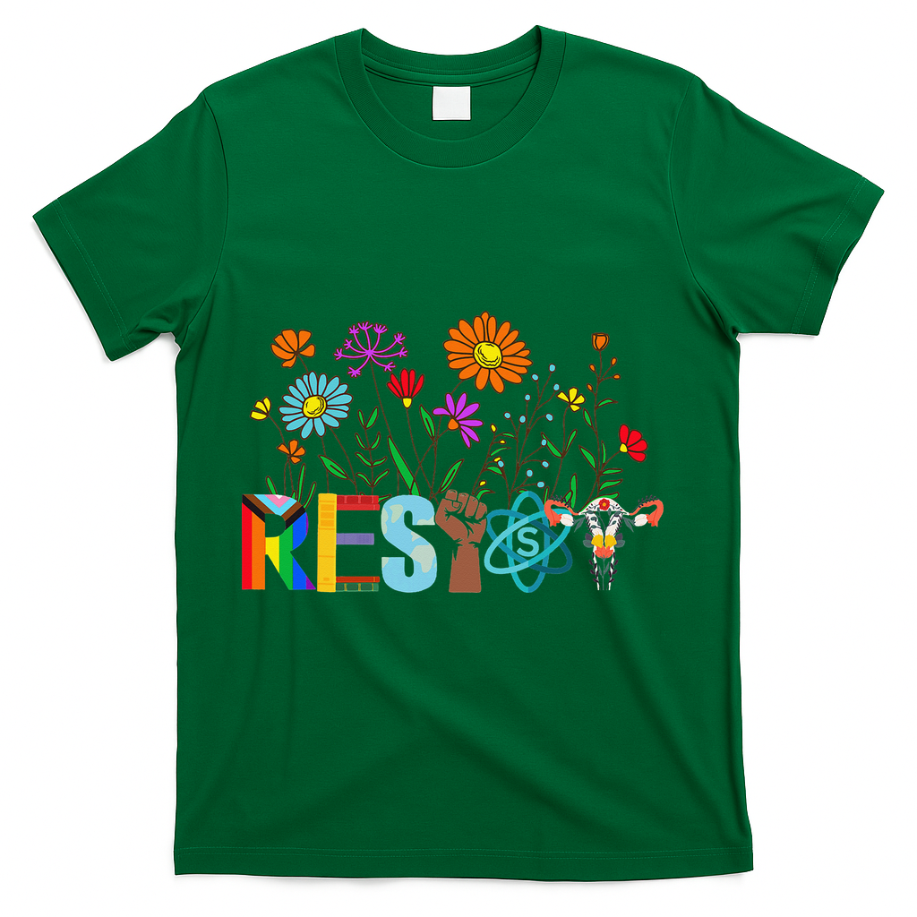 RESIST Floral Anti Trump Political Protest Not My President T-Shirt - Green