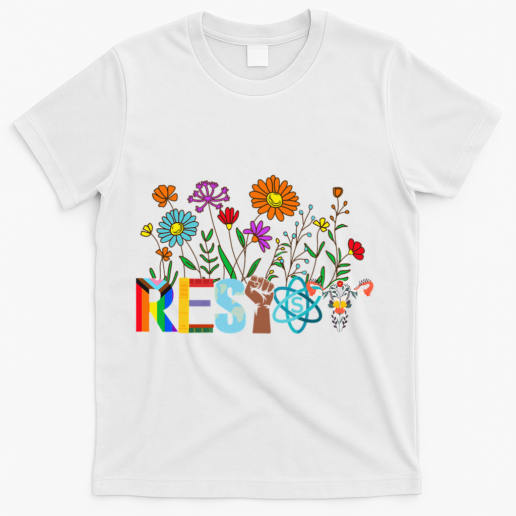 RESIST Floral Anti Trump Political Protest Not My President T-Shirt - White