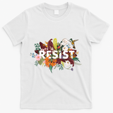 Resist Floral Anti Trump Political Protest T-Shirt - White