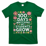 Retro Flowers For 100 Days Of School Teacher Appreciation  T-Shirt - Green