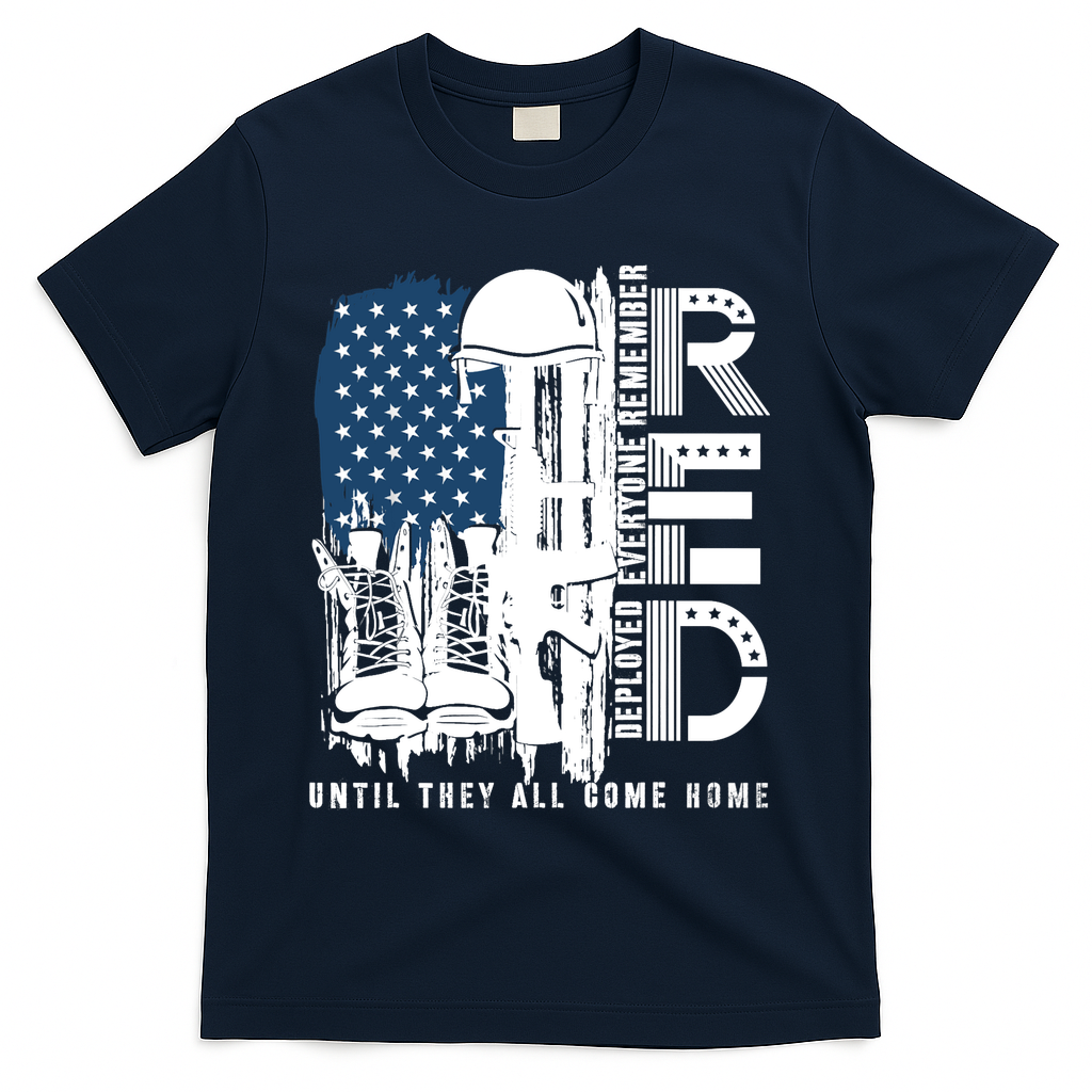 Red Friday Military We Wear Red Support Our Troops US Flag T-Shirt - Navy