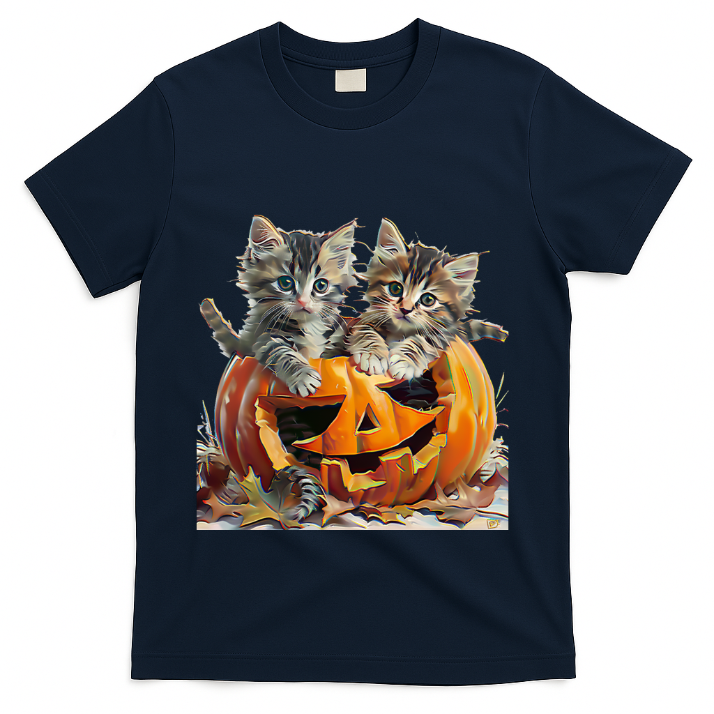 Retro Floral Spooky Season T-Shirt - Navy