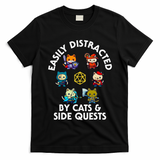 Rpg Gamer Cats Side Quests D20 Dice Nerdy Cat T-Shirt