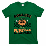 Retro Groovy Coolest Pumpkin In The Patch Halloween Autumn Cool Gift T-Shirt - Green