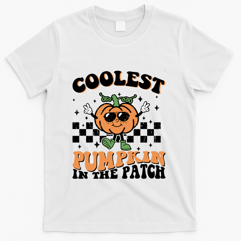Retro Groovy Coolest Pumpkin In The Patch Halloween Autumn Cool Gift T-Shirt - White