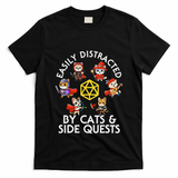 Rpg Gamer Cats Side Quests D20 Dice Nerdy Cat T-Shirt