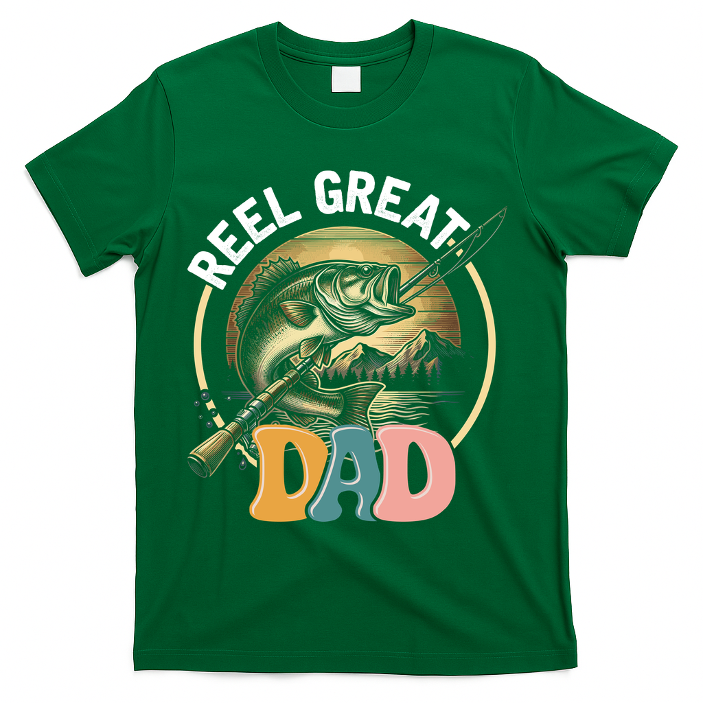Reel Great Dad Fishing T-Shirt - Green
