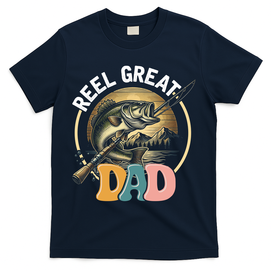 Reel Great Dad Fishing T-Shirt - Navy