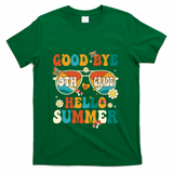 Retro Groovy Goodbye 9th Grade Graduation Hello Summer Funny Gift T-Shirt - Green