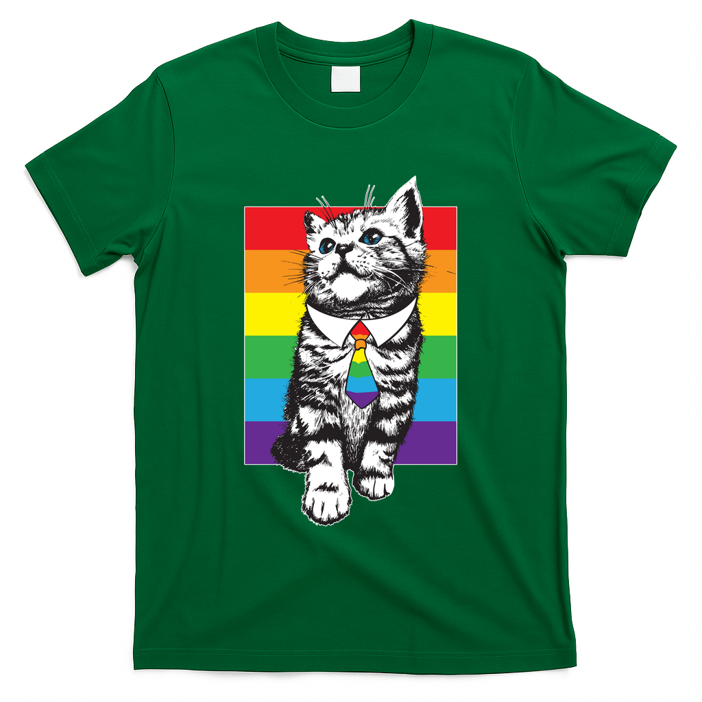Retro Gay Pride Ally Support Kitten T-Shirt