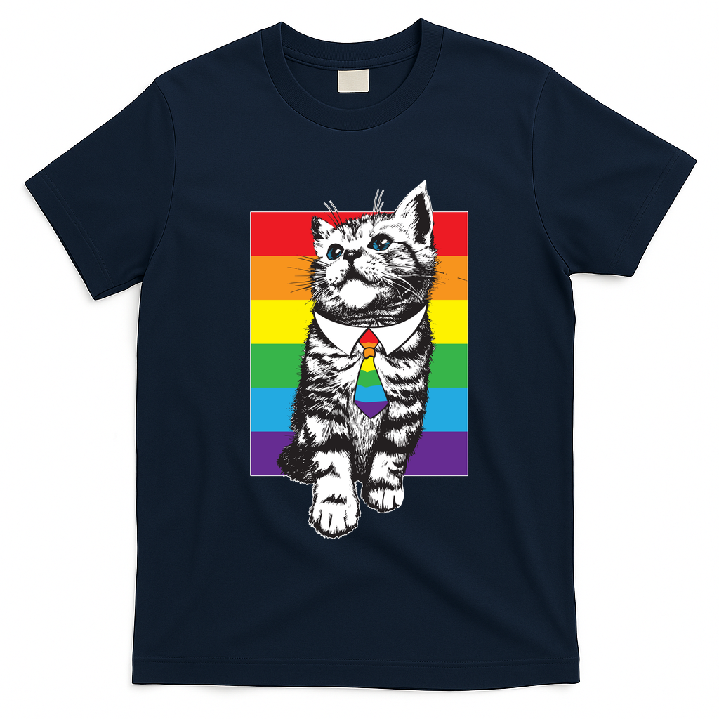 Retro Gay Pride Ally Support Kitten T-Shirt