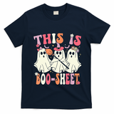 Retro Groovy This Is Some Boo Sheet Halloween Ghost Funny T-Shirt - Navy Blue