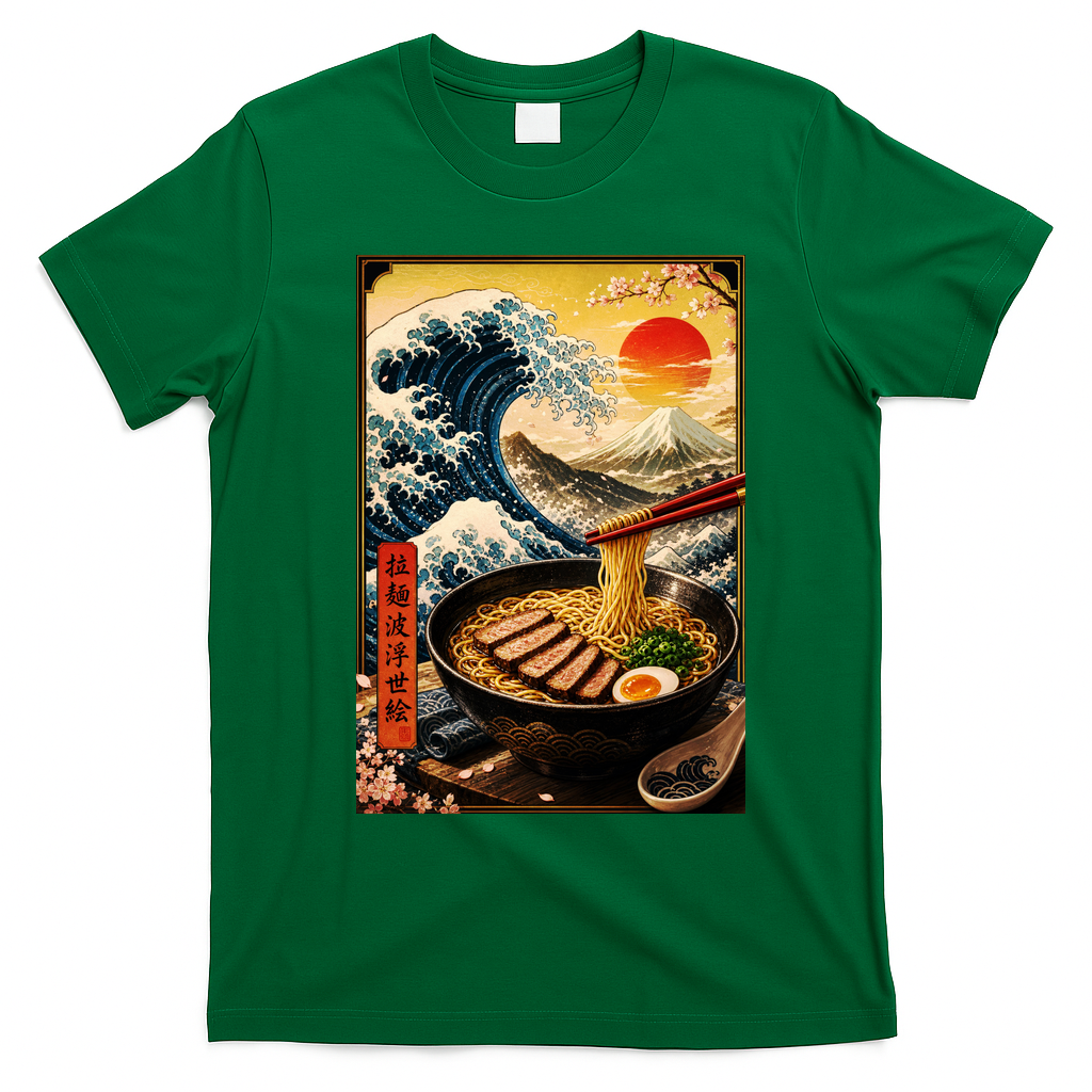 Ramen Great Wave T-Shirt - Irish Green