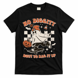 Retro Halloween Ghost No Diggity Bout To Bag It Up T-Shirt - Black