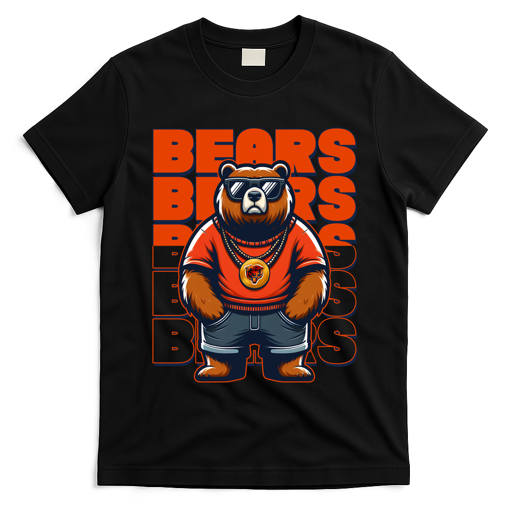 Retro Hip Hop Bears Football T-Shirt