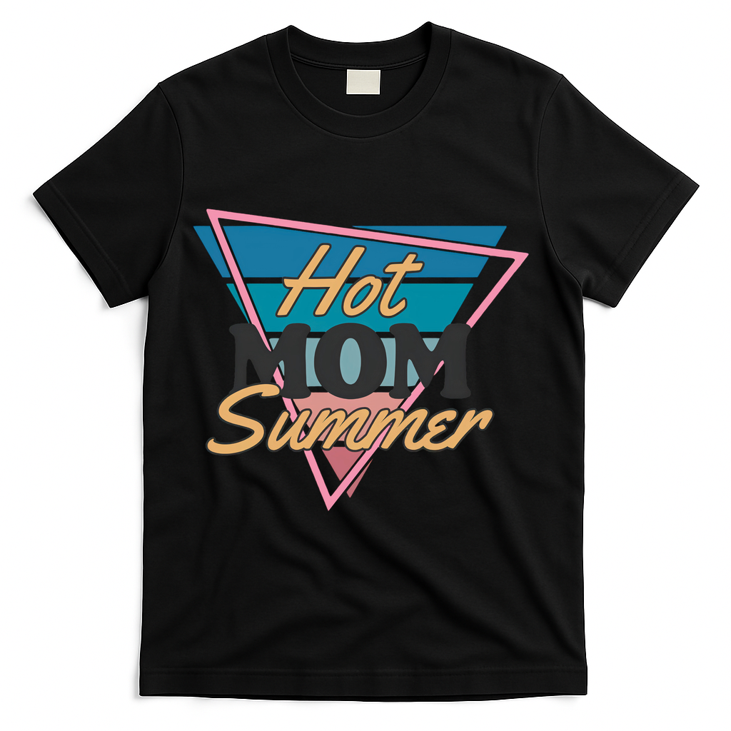 Retro Hot Mom Summer 80s Hot Mom Summer Vacation T-Shirt - Black