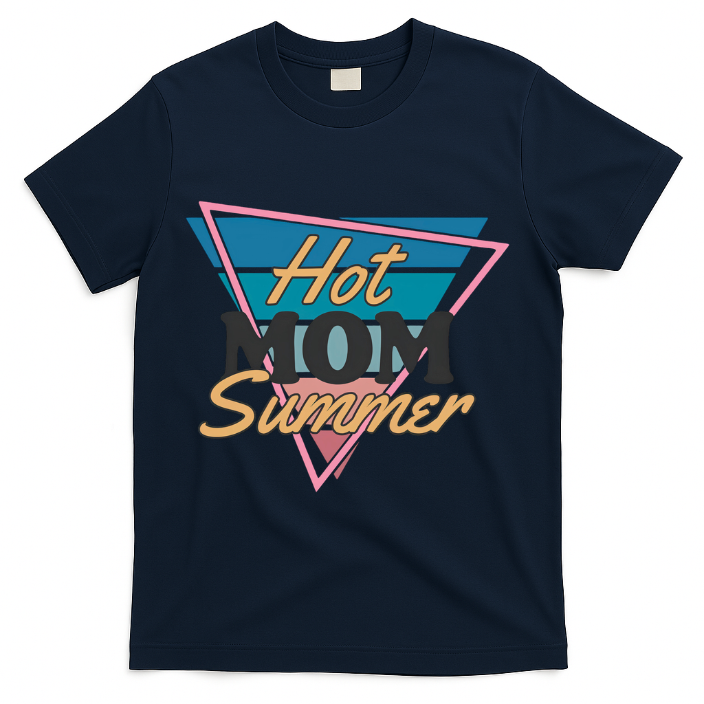 Retro Hot Mom Summer 80s Hot Mom Summer Vacation T-Shirt - Navy