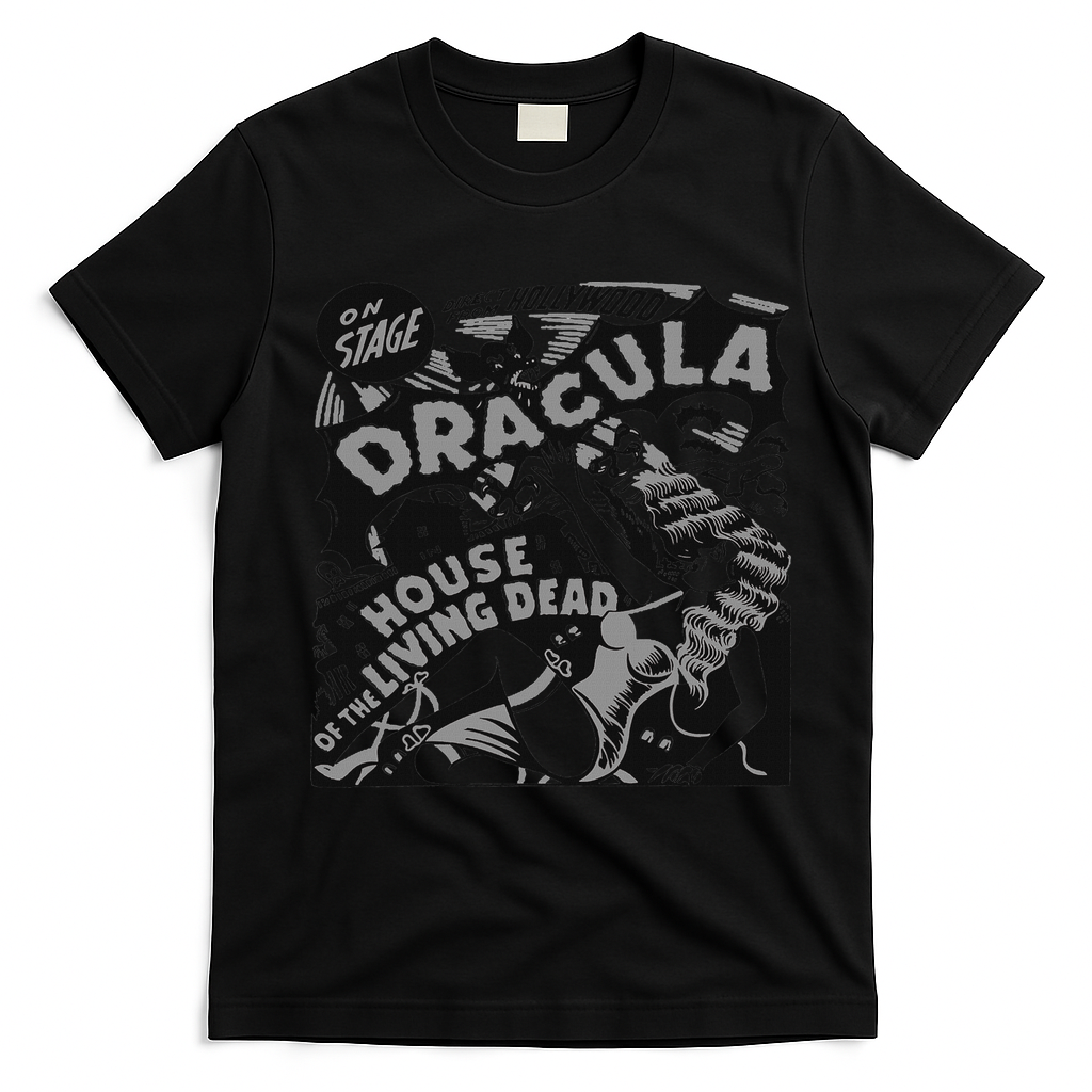Retro Horror Movie Monster Vampire Vintage Halloween Dracula T-Shirt - Black