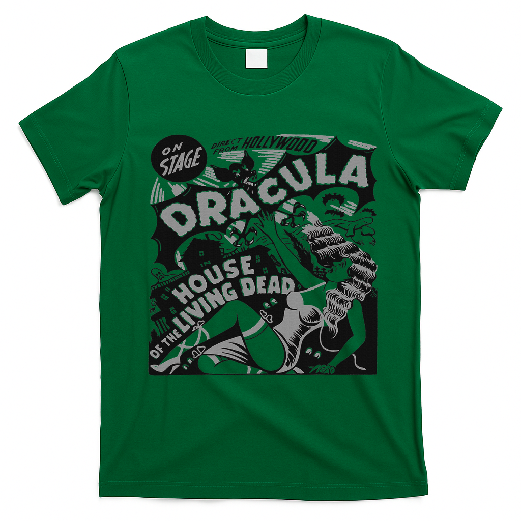 Retro Horror Movie Monster Vampire Vintage Halloween Dracula T-Shirt - Irish Green