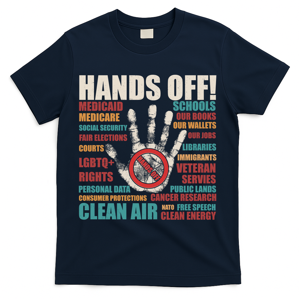 Resist Hands Off Protest Anti Trump T-Shirt - Navy
