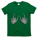 Rocker Hand Sign Rock Skeleton Retro Halloween Women T-Shirt - Irish Green